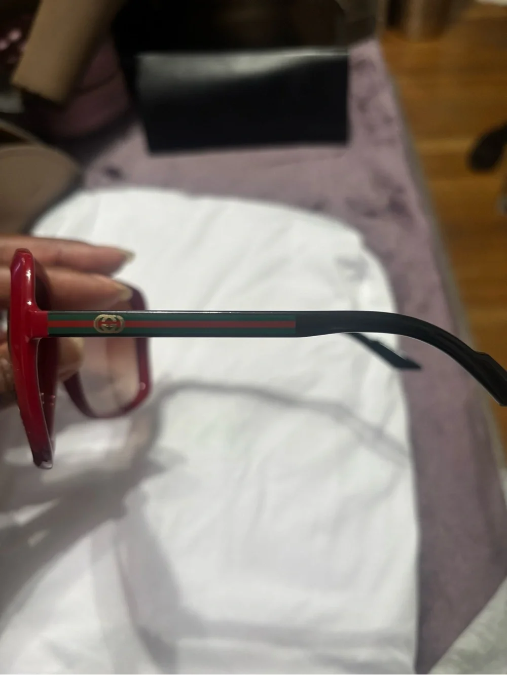 Gucci Red Oversized Square Sunglasses with Brown Gradient Lenses